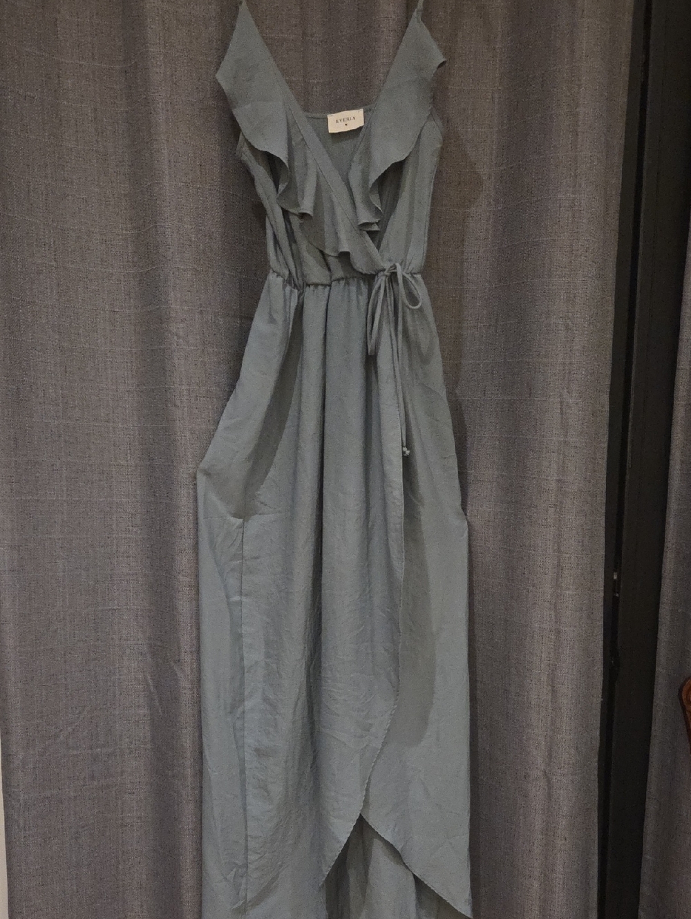 Everly Ruffle Wrap Maxi Dress - Dusty Blue Gray